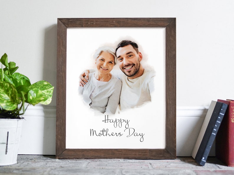 Mothers Day card, mothers day gift, custom portrait, gift for mom, gift for grandmother, gift for her, card, couple gift, mothers day sign, image 3