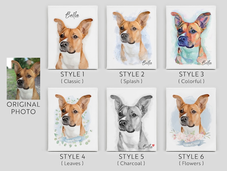 Pet portrait, pet painting, custom portrait, dog portrait, dog memorial gift, pet memorial gift, cat portrait, watercolor dog portrait, art image 4