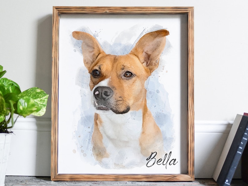 Pet portrait, pet painting, custom portrait, dog portrait, dog memorial gift, pet memorial gift, cat portrait, watercolor dog portrait, art image 6