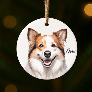 Huisdierportret, huisdierportret van foto, huisdiermonument, cadeaus voor verlies huisdier, cadeau voor huisdier, huisdier schilderij, hond schilderij, aangepaste aquarel, huisdieren Christmas Ornament