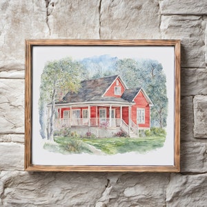 portrait de maison personnalisé, peinture de maison à l'aquarelle, peinture de maison, cadeau pour agent immobilier, impression de maison, aquarelle personnalisée, peinture de maison, pendaison de crémaillère image 5