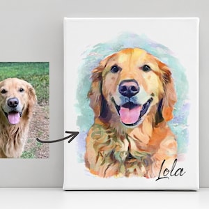 Pet portrait, pet painting, custom portrait, dog portrait, dog memorial gift, pet memorial gift, cat portrait, watercolor dog portrait, art image 3