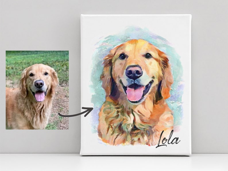 Pet portrait, pet painting, custom portrait, dog portrait, dog memorial gift, pet memorial gift, cat portrait, watercolor dog portrait, art image 3