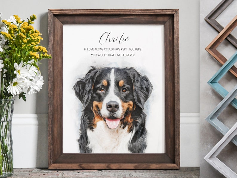 Pet portrait, pet portrait from photo, pet memorial, pet loss gifts, pet memorial gifts, pet painting, dog painting, custom watercolor, pets image 1