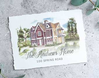 custom home portrait, watercolor house painting, home painting, realtor gift, house print, custom watercolor, home painting, housewarming