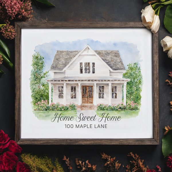 custom home portrait, watercolor house painting, home painting, realtor gift, house print, custom watercolor, home painting, housewarming