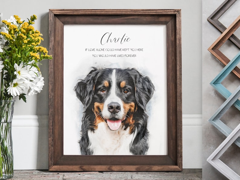 Pet portrait, pet portrait from photo, pet memorial, pet loss gifts, pet memorial gifts, pet painting, dog painting, custom watercolor, pets image 9