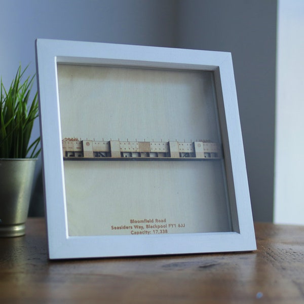 Bloomfield Road Blackpool Hand Finished Framed Stadium Model