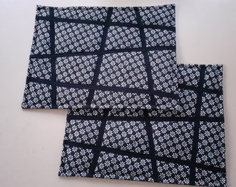 Fabric Placemats  Black White Handmade Place Mats Set Of Two