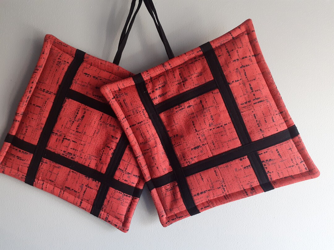Orange Pot Holders Fabric Pot Holders Kitchen Decor Etsy
