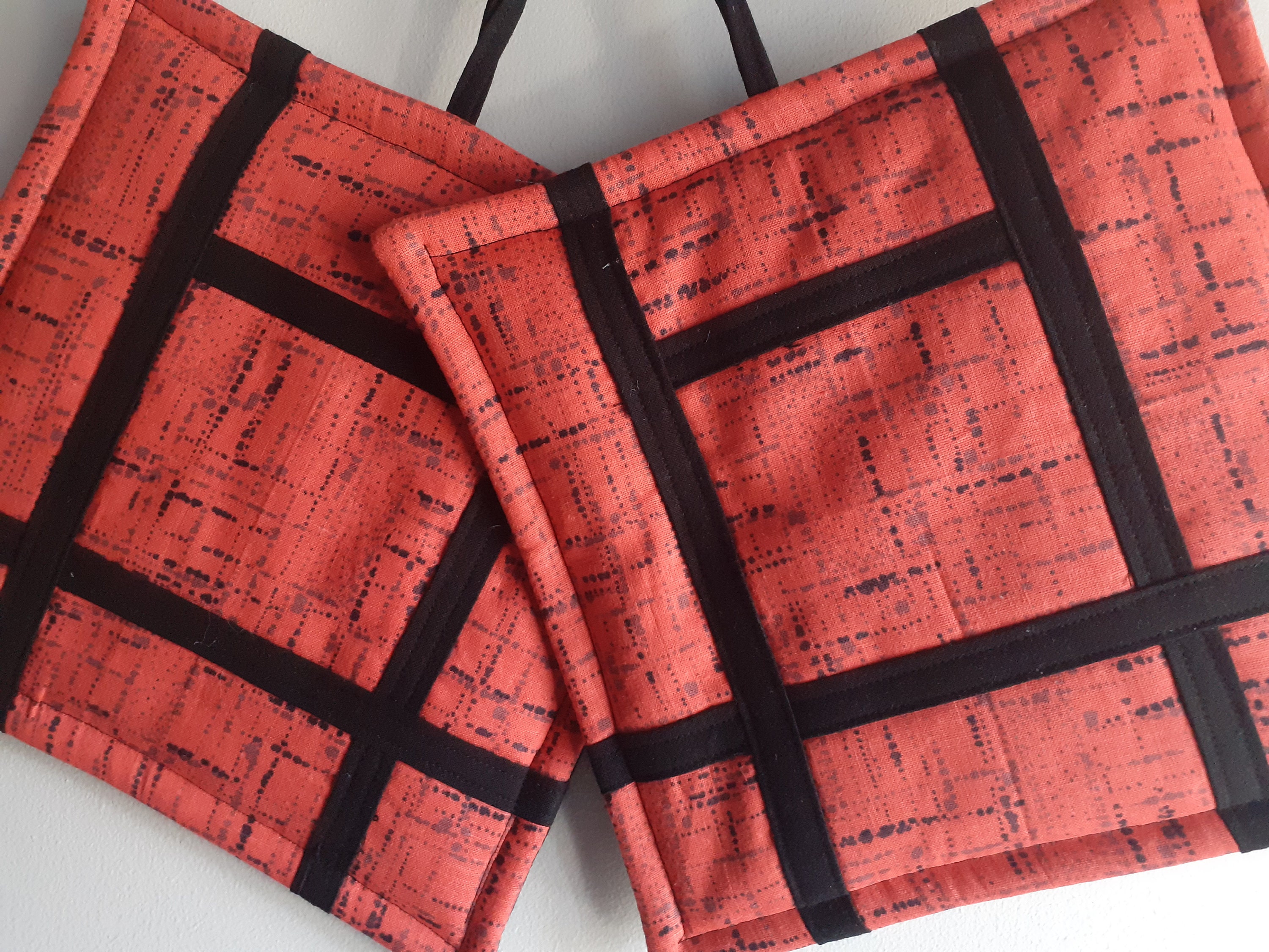 Orange Pot Holders Fabric Pot Holders Kitchen Decor Etsy