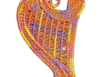 Harp embroidery decoration or pendant
