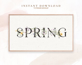 Samsung Frame TV Art wallpaper - Spring Word Botanical Flowers Letters - DIGITAL Instant Download