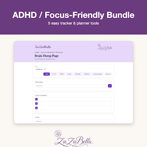 ADHD Planner, 5 Focus-Friendly Tools, Brain Dump, Task Breakdown, Routine Builder, Time Blocking