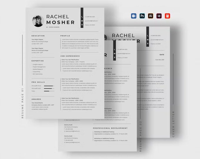 Indesign Template Resume Editable Template Photoshop Minimalist Adobe ...