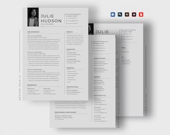 InDesign Resume Template CV Photoshop Template Minimalist Adobe Illustrator Template Professional InDesign Editable Resume Template Word