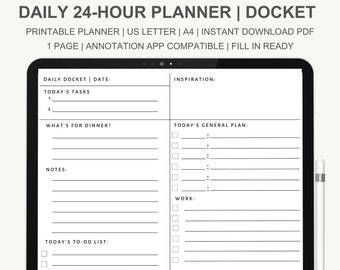 Daily Docket Weekly Printable Monthly Student Planner Brain Dump Planner Calendar ADHD Digital Planner Minimalist Daily Planner Printable