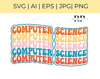 Computer Science svg sticker graduation computer science pins gift computer science png esp ai dxf Retro groovy Computer Science Teacher