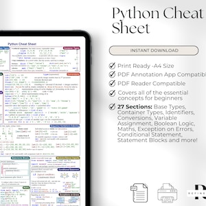 Python Cheat Sheet Template Python for Beginners Data Type Coding ...