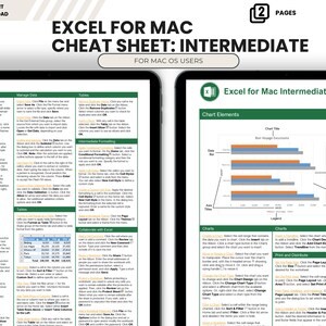 Atajos de Excel para Mac Excel para Mac Hoja de trucos de Excel para Mac Fórmulas de Excel Regalo de Microsoft Excel Guía de atajos de Excel Contabilidad de chequeras