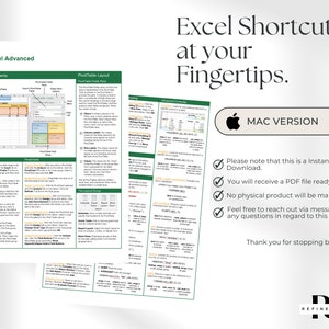 Excel Shortcut Guide.pdf Excel Shortcuts for Mac Excel Mac Excel Cheat Sheet for Mac Excel ...