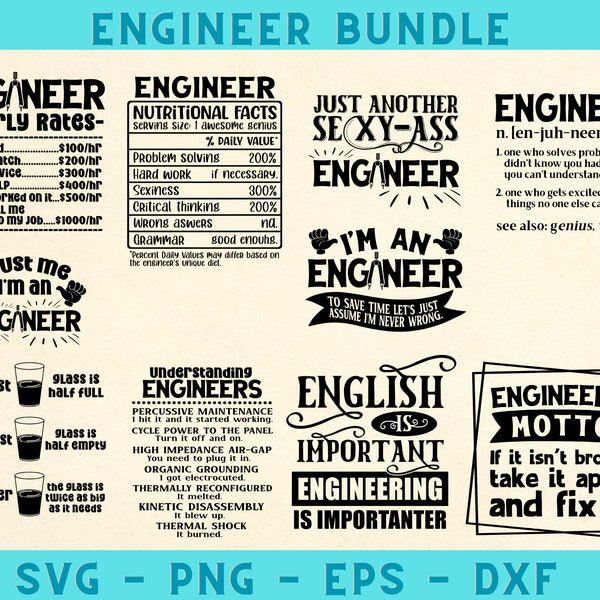 Engineer SVG Engineering Funny Word png esp dxf file Funny Engineer Bundle Engineering Humor Engineering Gift Graduate Adobe Suite Inkspace