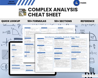 Aide-mémoire pour l'analyse complexe Nombres complexes Nombres réels Apprendre le calcul mathématique Équations d'examen de la classe AP Équations de formules de calcul