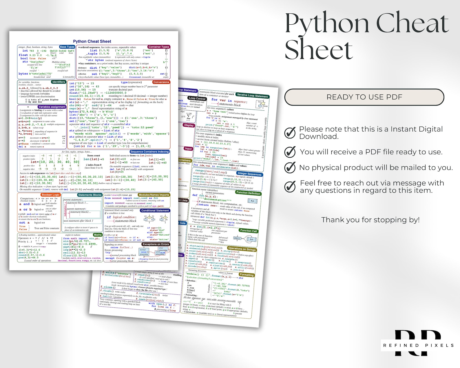 Python Cheat Sheet Template Python for Beginners Data Type Coding ...