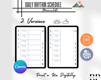 Daily Rhythm Schedule Daily Rhythm Adult Printable Tracker Routine Daily Rhythm Cards Template Canva Editable Planner ADHD Friendly PDF