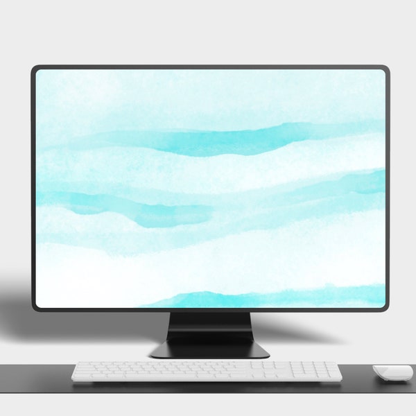 Pastel Desktop Wallpaper Blue Pastel Background Mac Wallpaper Blue Watercolor Aesthetic PC 4k Green Wallpaper Computer Blue background PNG