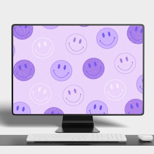 Smiley Face PC iMac Wallpaper Smiley Macbook Background Windows Laptop Wallpaper Mac Multicolor Smile Wallpaper Purple Smiley Face Wallpaper