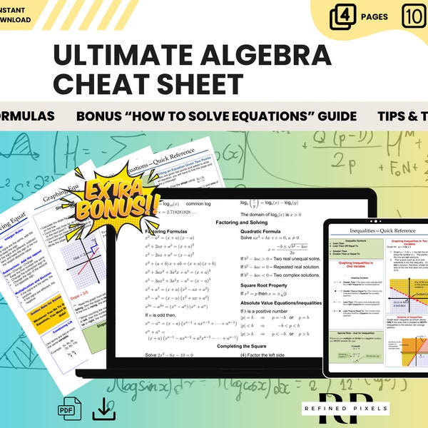 Algebra Cheat Sheet Template Learning Mathematics Study Material Math High School Mathematics Exam Cheat Sheet Printable Algebra Worksheets