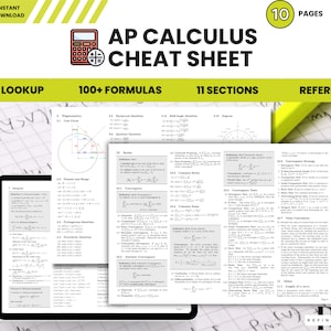 AP Calculus Cheatsheet College Calculus Formules Studienotities Calculus Wiskunde Calculus Examenvergelijkingen Calculus Class Test Formules PDF