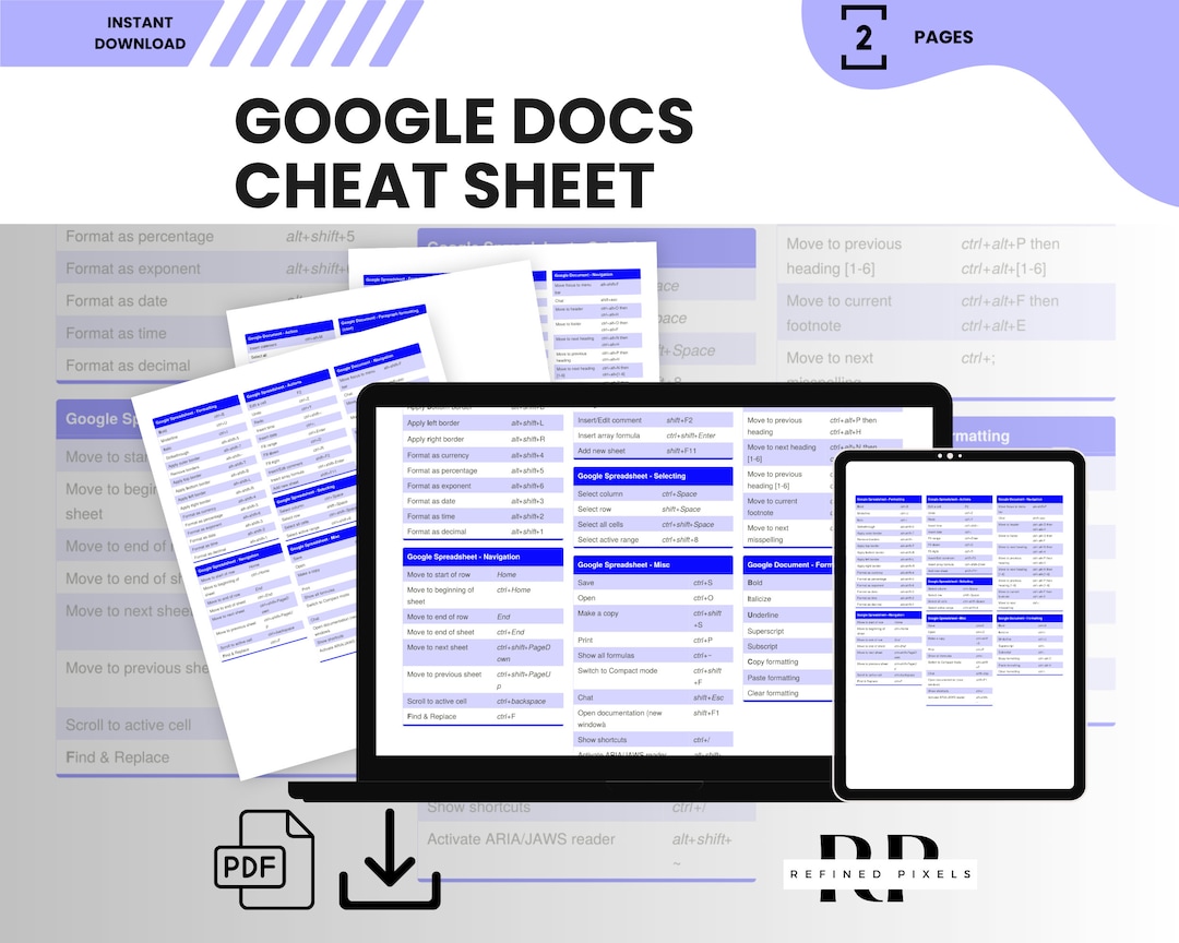 Google Docs Cheat Sheet PDF Google Shortcut Keys Google Sheets Shortcut Google Docs Cheat Sheet PDF Google Shortcut Keys Google Sheets Shortcut
