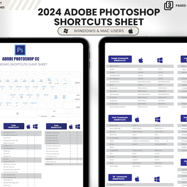 Adobe for Mac Adobe Mac Photoshop Adobe Acrobat for Mac Spickzettel 2024 Shortcut Sheet Adobe Actions Photoshop for Windows Mac Keyboard