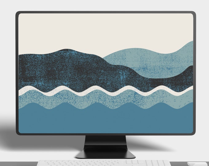Ocean Waves Digital Wallpaper for Desktop Digital Ocean Wave MacBook ...
