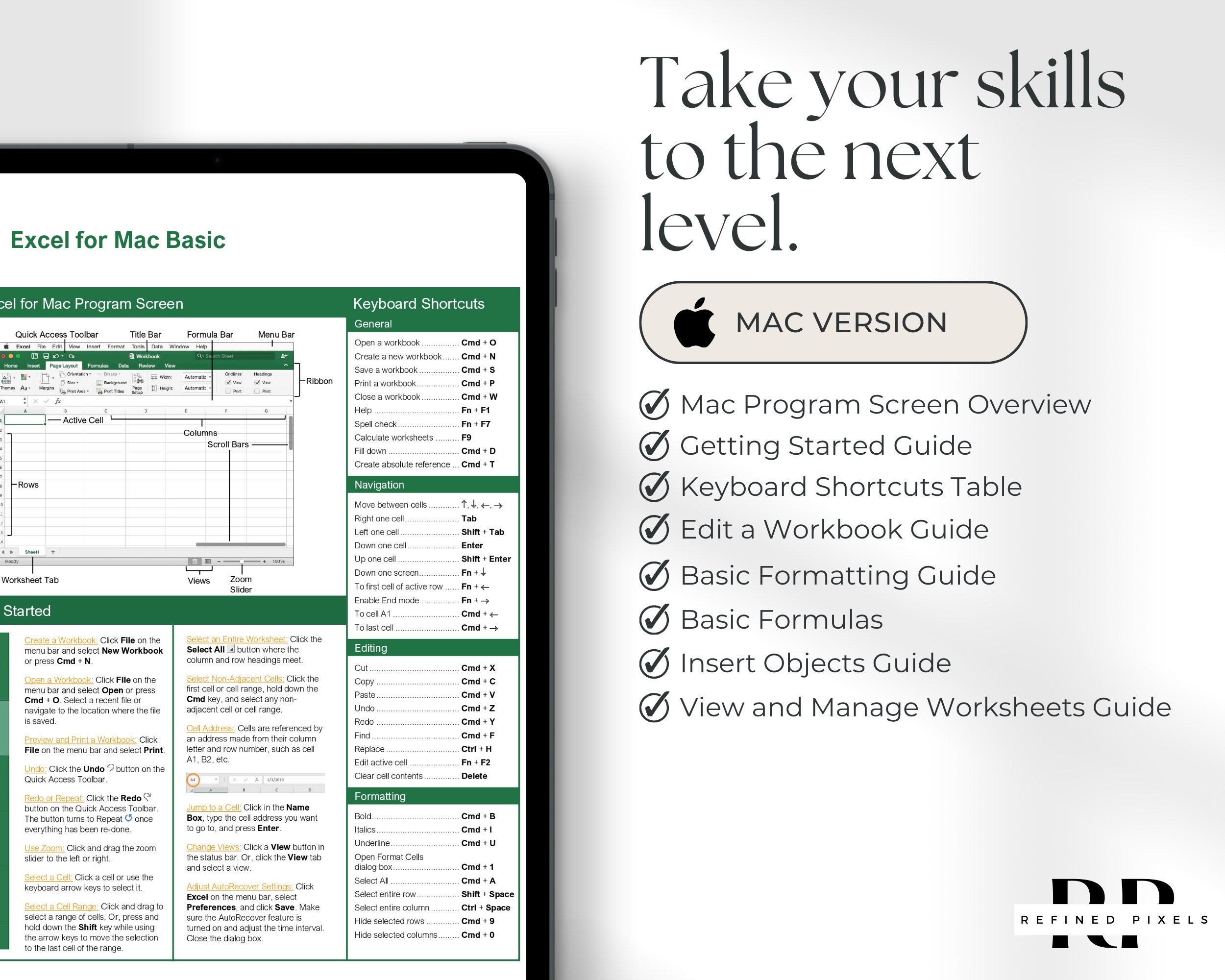 Excel Shortcuts Cheat Sheet for Mac Microsoft Excel Mac Shortcuts ...