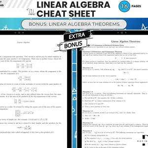 Lineare Algebra Algebra Spickzettel Lineare Algebra Formeln Arbeitsblatt Nachschlagewerk Mathematik lernen Algebra Prüfungsleitfaden für Studenten