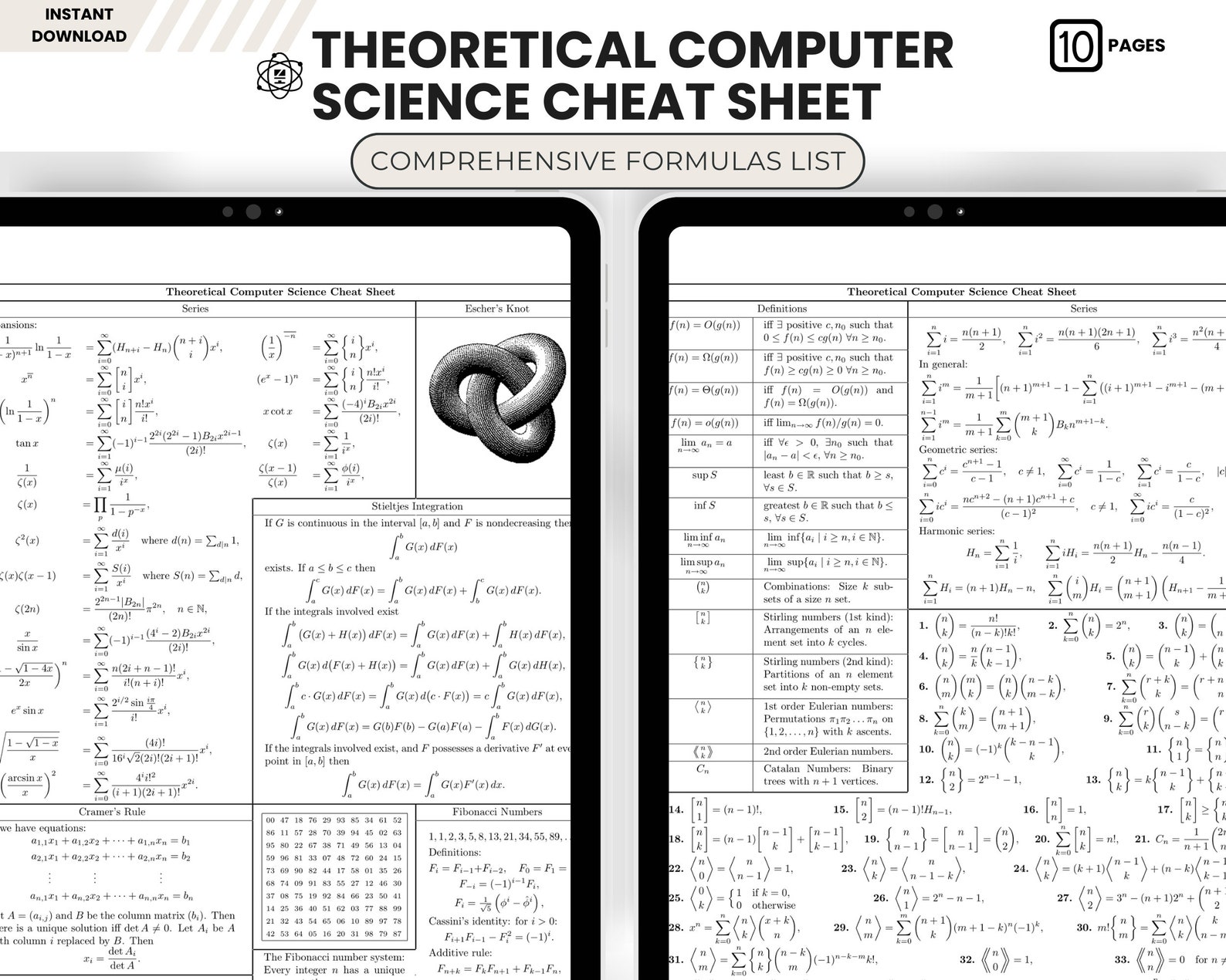 Theoretical Computer Science Cheat Sheet TCS Formulas Equations AP ...