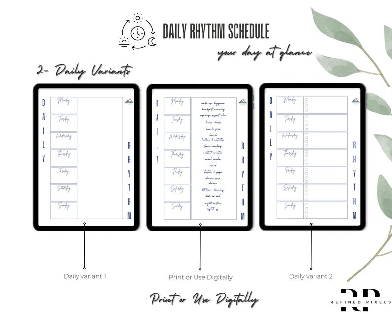 Daily Rhythm Schedule Bundle Daily Rhythm Cards Adult Printable Morning ...