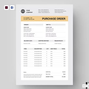Purchase Order InDesign Template Editable Purchase Order Template Form Elegant Printable Purchase Order Clean Professional Purchase Order