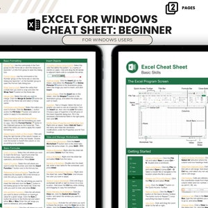 Excel Shortcuts Cheat Sheet for Beginners Printable Microsoft Excel Guide Windows Keyboard Quick Guide Downloadable Excel Cheat Sheet PDF