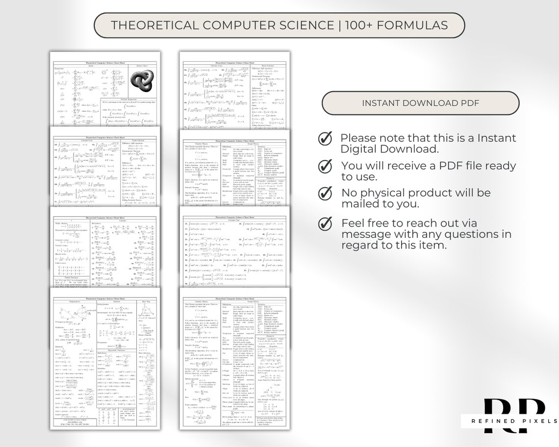 Theoretical Computer Science Cheat Sheet TCS Formulas Equations AP ...