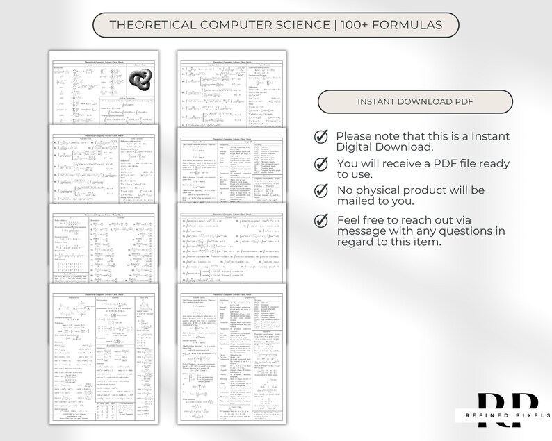 Theoretical Computer Science Cheat Sheet TCS Formulas Equations AP ...