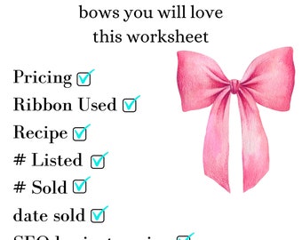 Bow Selling Worksheet for Shop Owners, Bow Cost Worksheet, Bow Worksheets, Bow Calculator, Business Worksheets, Selling Bows
