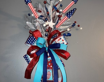 Patriotic Tree Topper, Patriotic Home Decor, Fourth of July Tree Topper, July 4th Tree Topper, Red White and Blue Tree Topper