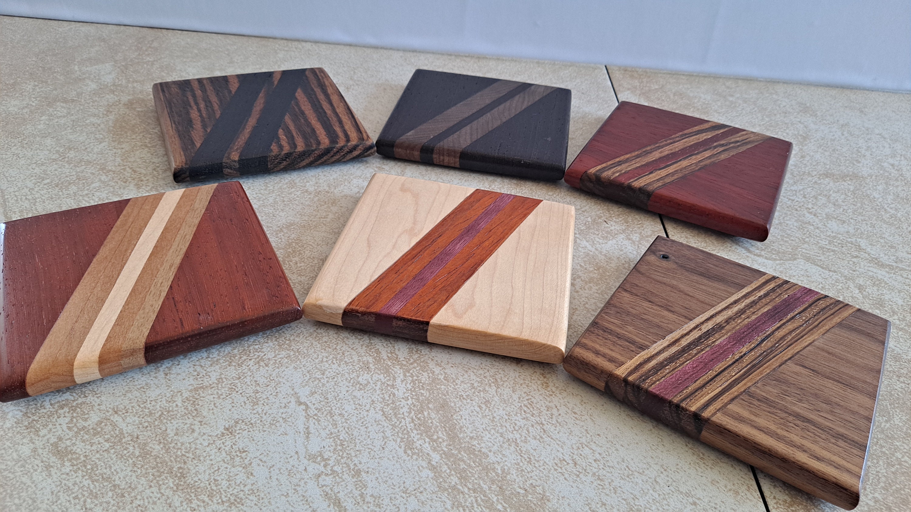 Hardwood Coasters W/ Center Stripe - Etsy