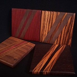 Hardwood Coasters w/ Center Stripe