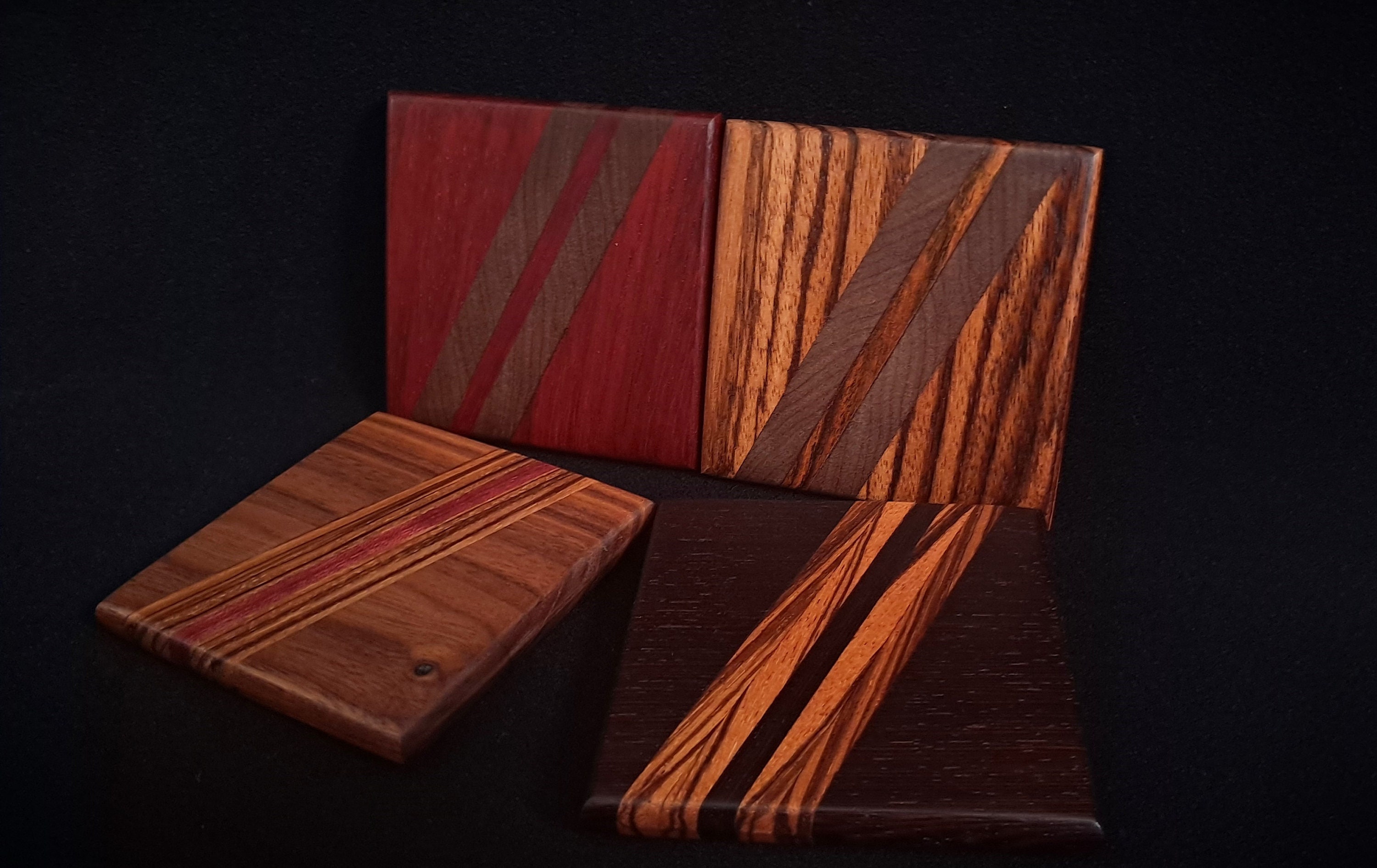 Hardwood Coasters W/ Center Stripe - Etsy