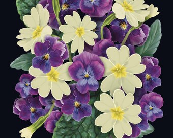 February Birth Flowers Wall Art Floral Artwork Print Digital Download